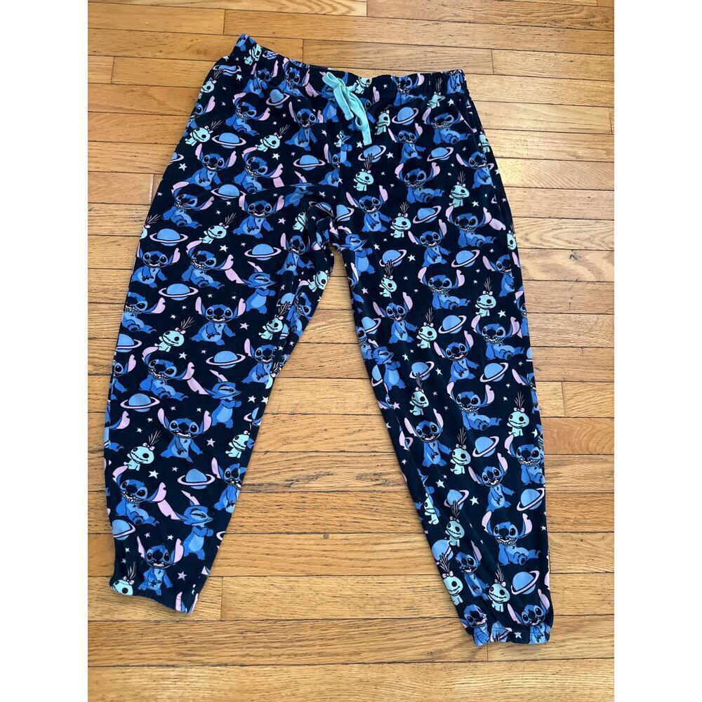 Disney Stitch Pajama Pants Women’s Size L Blue Sleep Lounge Pants Drawstring